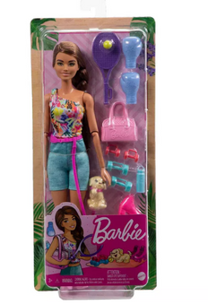 Barbie Wellness Workout Outfit Roller Skates and Tennis with Puppy Toy New w Box