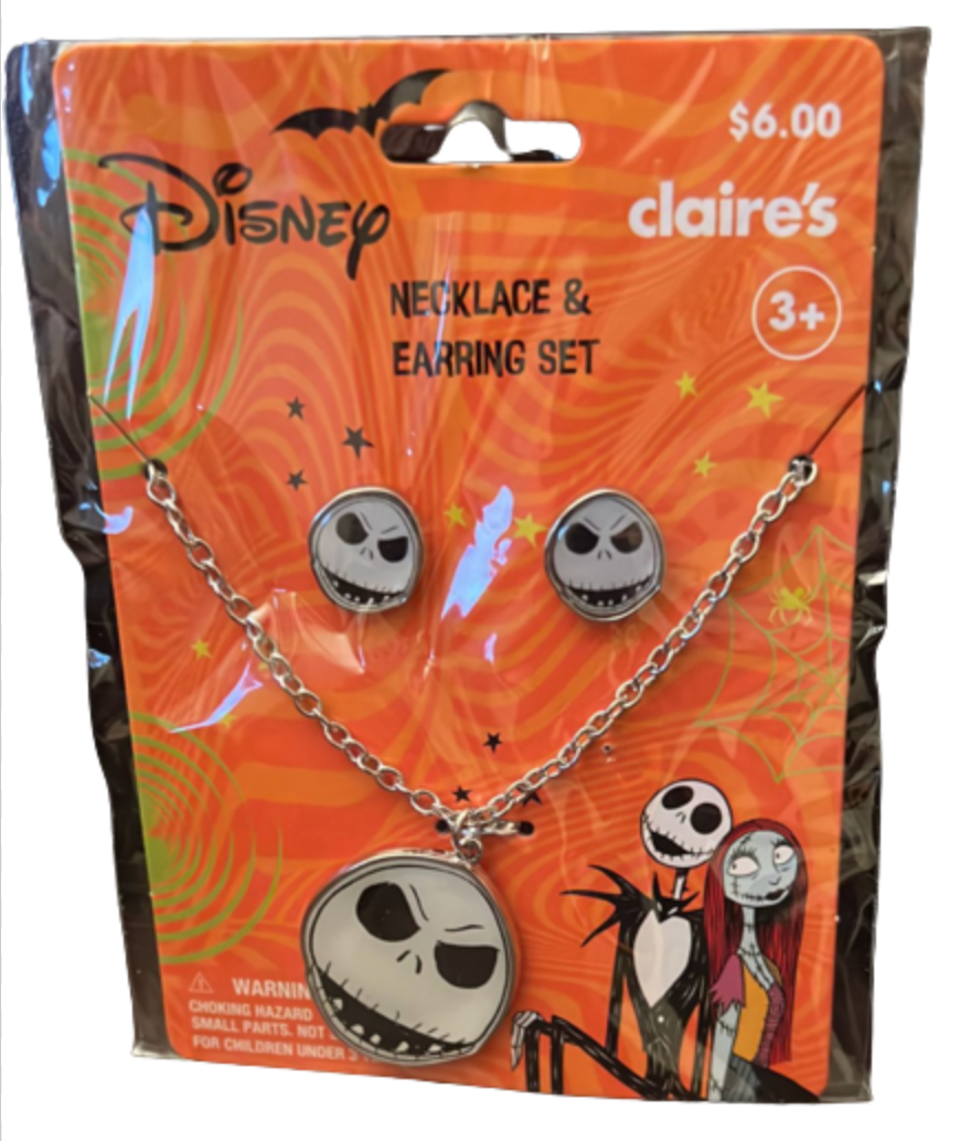 Disney Halloween Jack Skellington Necklace & Earring Set New with Tag