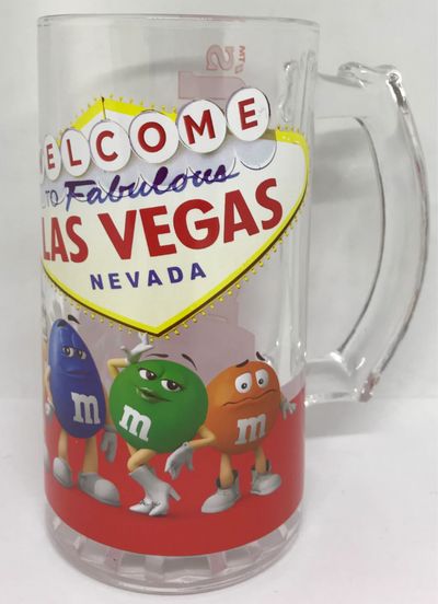 M&M's World Welcome to Fabulous Las Vegas Sign Characters Stein Beer Glass New