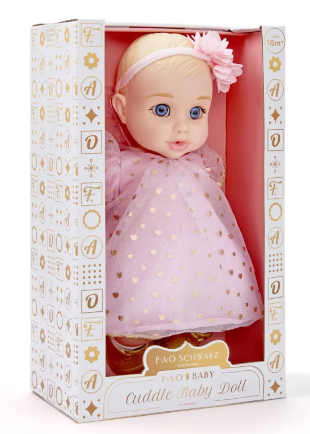 FAO Schwarz 14" Cuddle Baby Doll - Blonde Hair Toy New With Tag