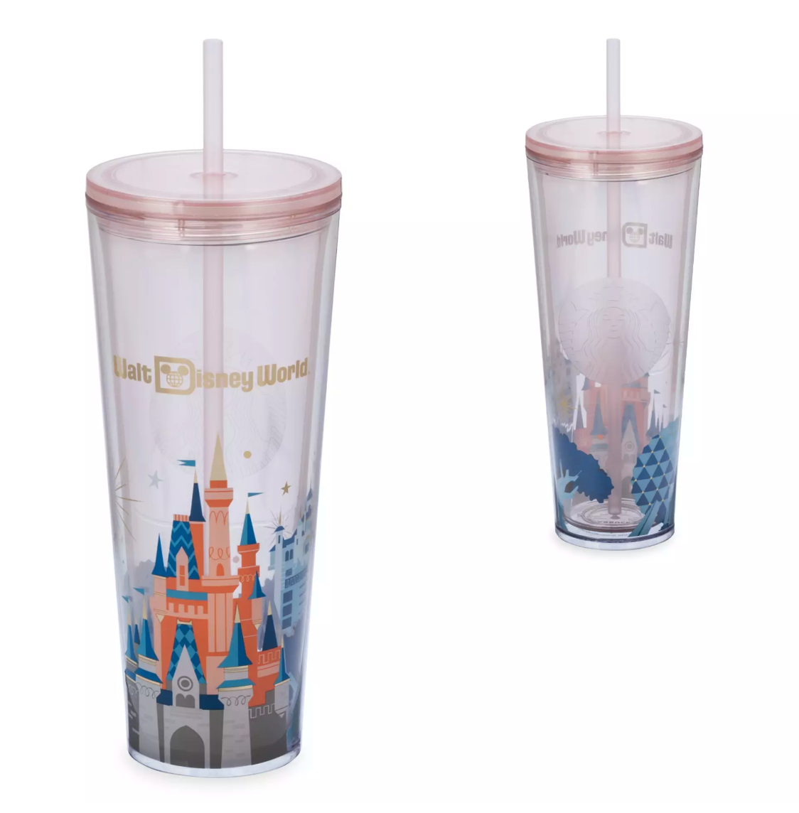 Disney Walt Disney World Cinderella Castle Starbucks Tumbler with Straw New