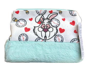 Disney Parks Alice in Wonderland White Rabbit Plush Cosmetic Case New With Tag