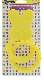 Peeps Bunny Silicon Baby Teether, Yellow Easter New with Tag