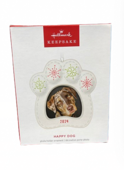 Hallmark 2024 Keepsake Happy Dog Porcelain Photo Frame Christmas Ornament New