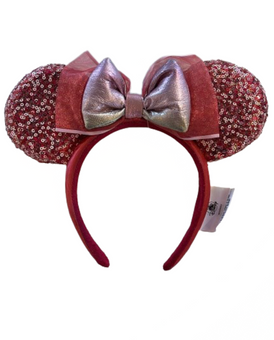 Disney Parks Trend Red Pink Sequin Bow Minnie Ears Headband New with Tag