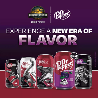 Dr Pepper Soda Mosasaurus Jurassic World Rebirth 12 pack 12 fl oz Cans New