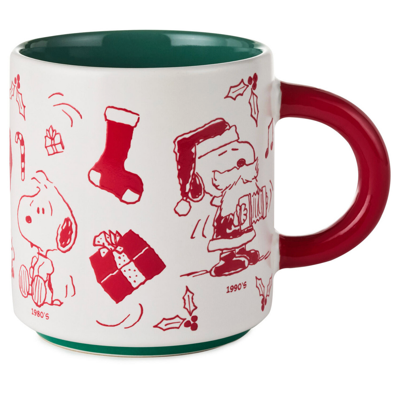 Hallmark Peanuts Holiday Snoopy Through the Decades Coffee Mug New