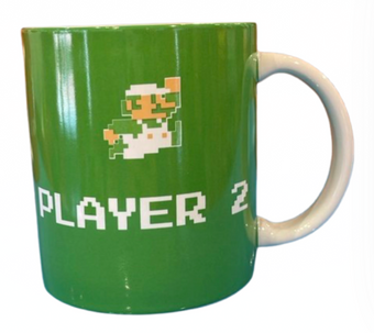 Universal Studios Super Nintendo World Luigi Player 2 Green Coffee Mug New