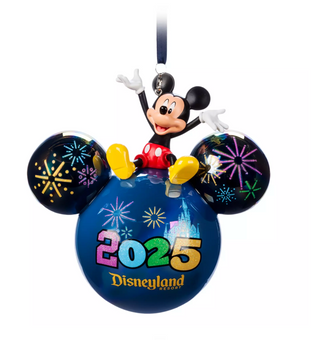 Disney Parks Disneyland Mickey Icon Glass Ball Christmas Ornament New with Tag