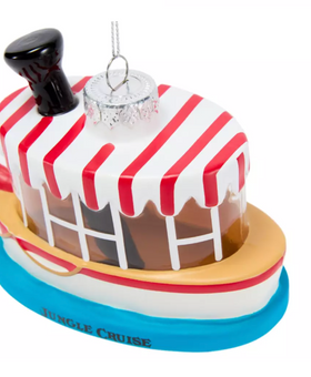 Disney Parks Jungle Cruise Boat Glass Christmas Ornament New with Tag