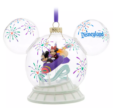 Disney Parks Mickey Minnie Icon Glass Ornament Space Mountain Disneyland New