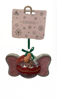 Disney Parks Dumbo Ears Glitter Glass Christmas Ornament New with Tag