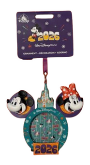 Disney Parks WDW Mickey Minnie 2026 Picture Frame Christmas Ornament New W Tag