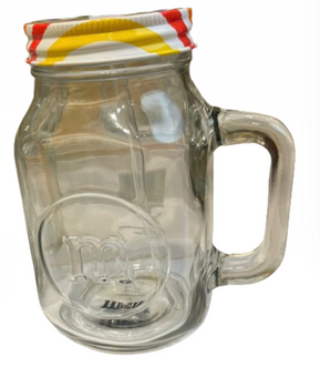 M&M's World Glass Mason Jar Tumbler with Straw and Lid New