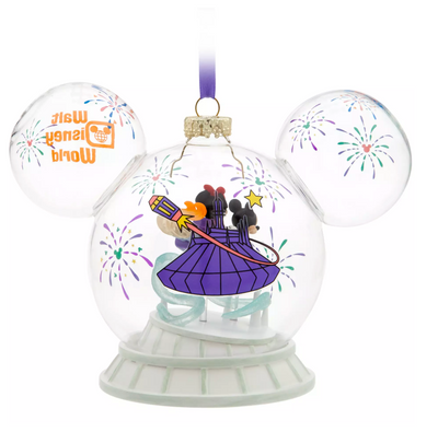 Disney Parks Mickey Minnie Icon Glass Ornament Space Mountain Walt Disney World