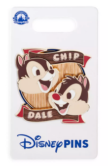 Disney Parks Chip 'n Dale Wood Inlay Pin New With Card