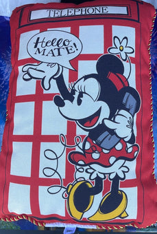 Disney Epcot Mickey Minnie London Red Telephone Booth United Kingdom Pillow New