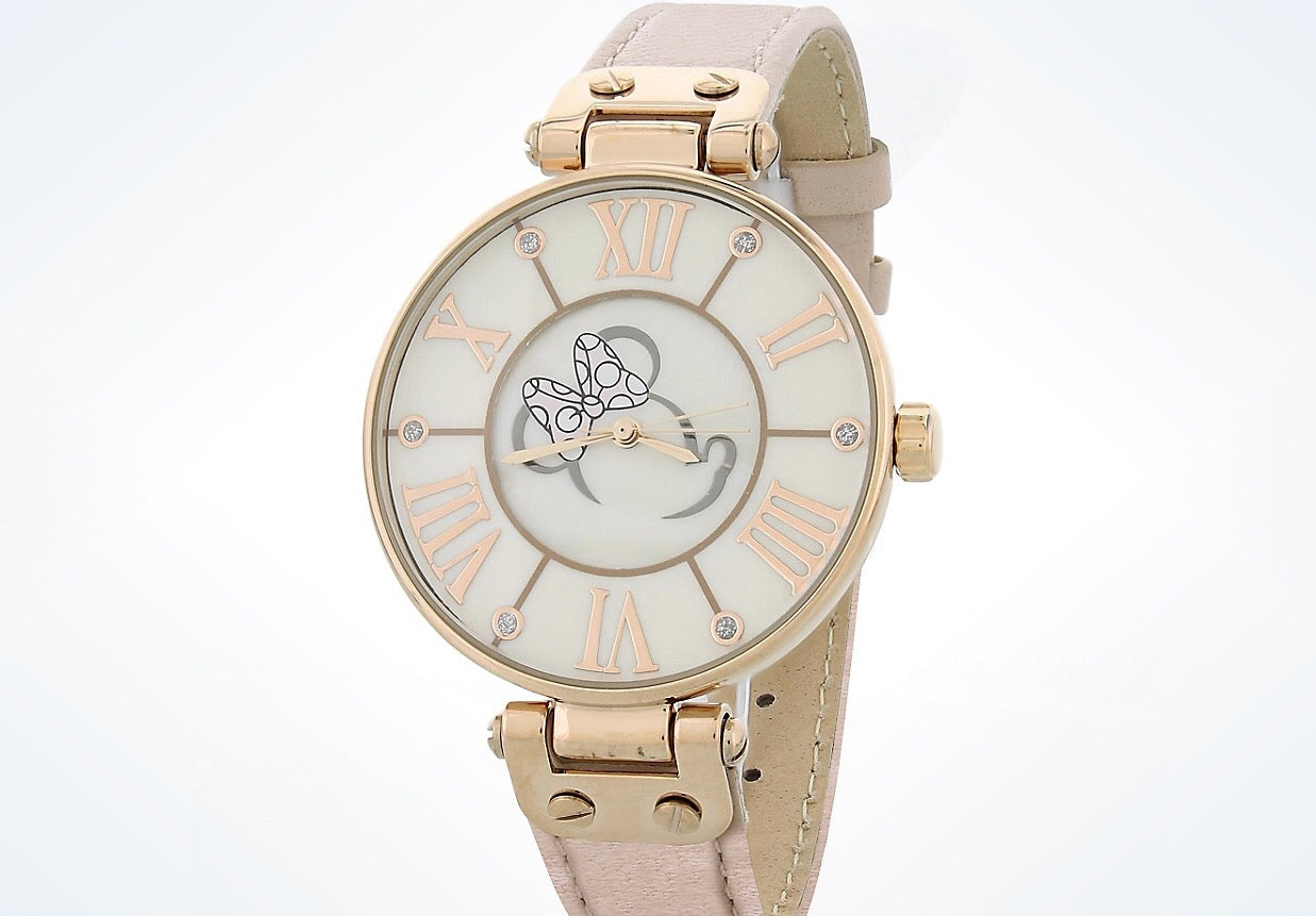 Disney Parks Pink Minnie Mouse Leather Watch by Sutton New with Case