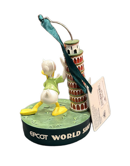 Disney Parks EPCOT Italy Donald Duck Tower of Pisa Christmas Ornament New w Tag