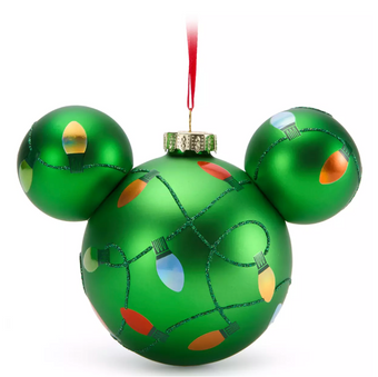 Disney Parks Mickey Icon Holiday Lights Glass Ball Christmas Ornament New w Tag