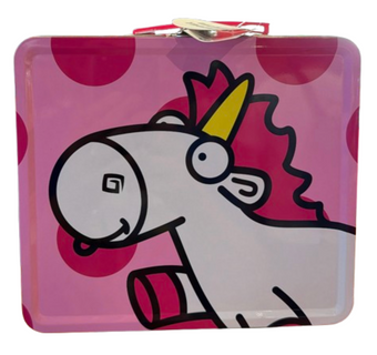 Universal Studios Despicable Me Minions Fluffy Unicorn Lunchbox w Thermos New