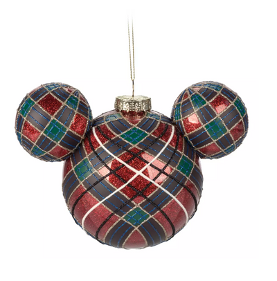 Disney Mickey Plaid Icon Glass Ball Christmas Tree Sketchbook Ornament New w Tag