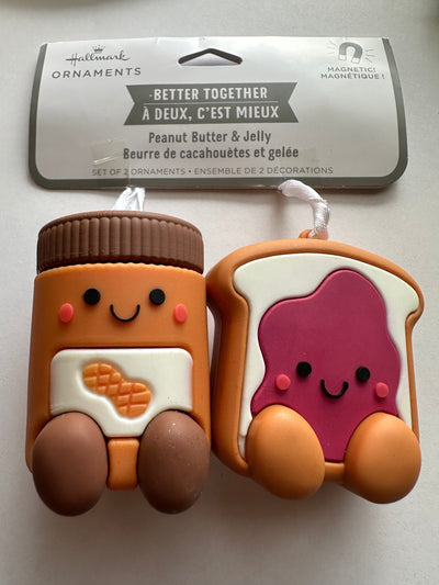 Hallmark 2022 Better Together Peanut Butter & Jelly Magnetic Christmas Ornaments