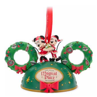 Disney Parks Santa Mickey Minnie Mouse Holiday Ear Hat Ornament WDW New With Tag
