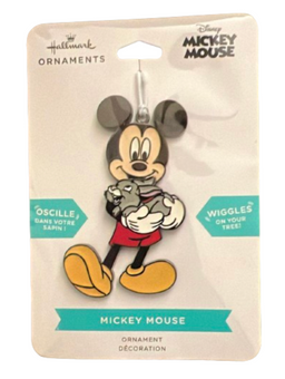Hallmark Disney Mickey Mouse With Easter Bunny Moving Metal Ornament WIGGLES New