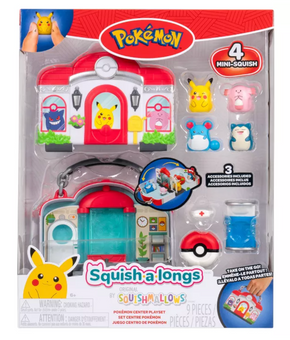 Squish-a-longs Pokémon Center Playset Pikachu Chansey Marill Snorlax Toy New