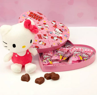 Hello Kitty Valentine's Heart Milk Chocolate 2.96oz Box with Plush New