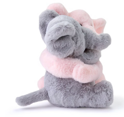 FAO Schwarz 9" Valentine Hugging Elephants Plush Set New with Tag