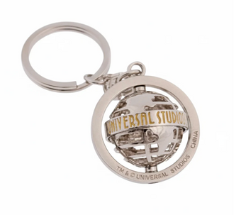 Universal Studios Globe Nickel Metal Spinning Keychain New with Tags