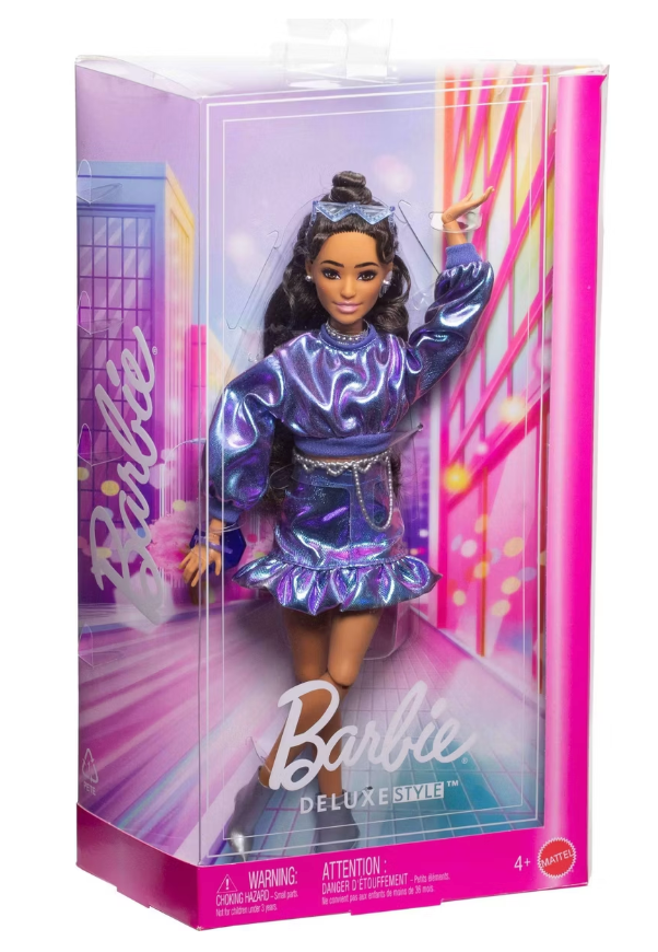 Barbie Deluxe Style Fashion Doll #7 in Metallic Blue Top and Skirt Toy New w Box