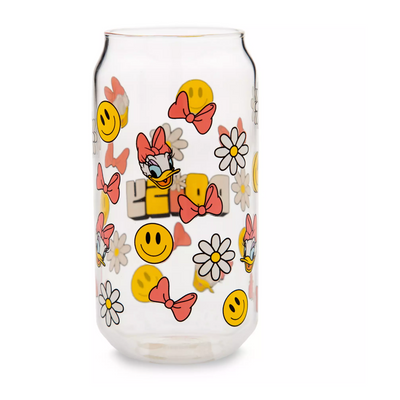 Disney Parks Daisy Duck Smiley Icons Bows Flowers Glass New