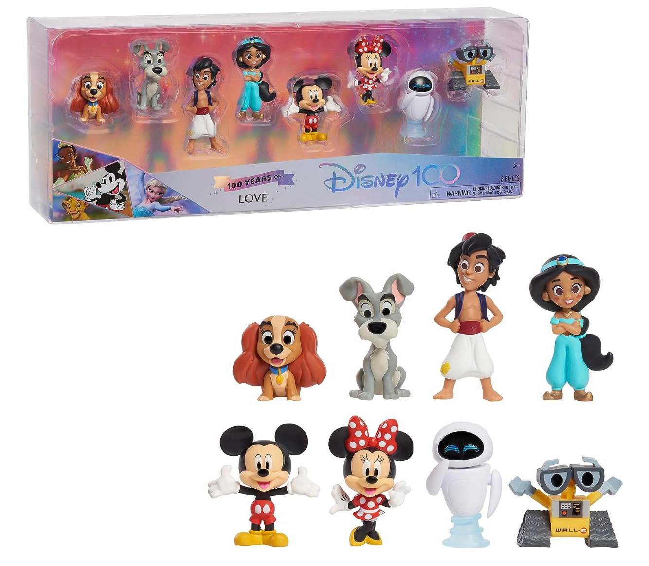 Disney100 Years of Love Celebration 8-Piece Figure Pack Play Toys New with Box