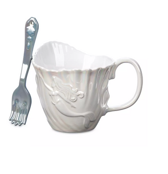 Disney Parks The Little Mermaid 35th Ceramic Coffee Mug W Dinglehopper Spoon New
