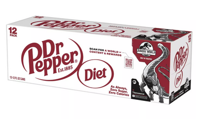 Diet Dr Pepper Soda Titanosaurus Jurassic World Rebirth 12 pk 12 fl oz Cans