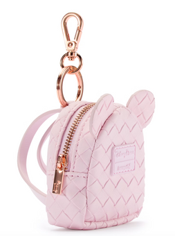 Disney Loungefly Mickey Mouse Pink Woven Mini Backpack Bag Charm New
