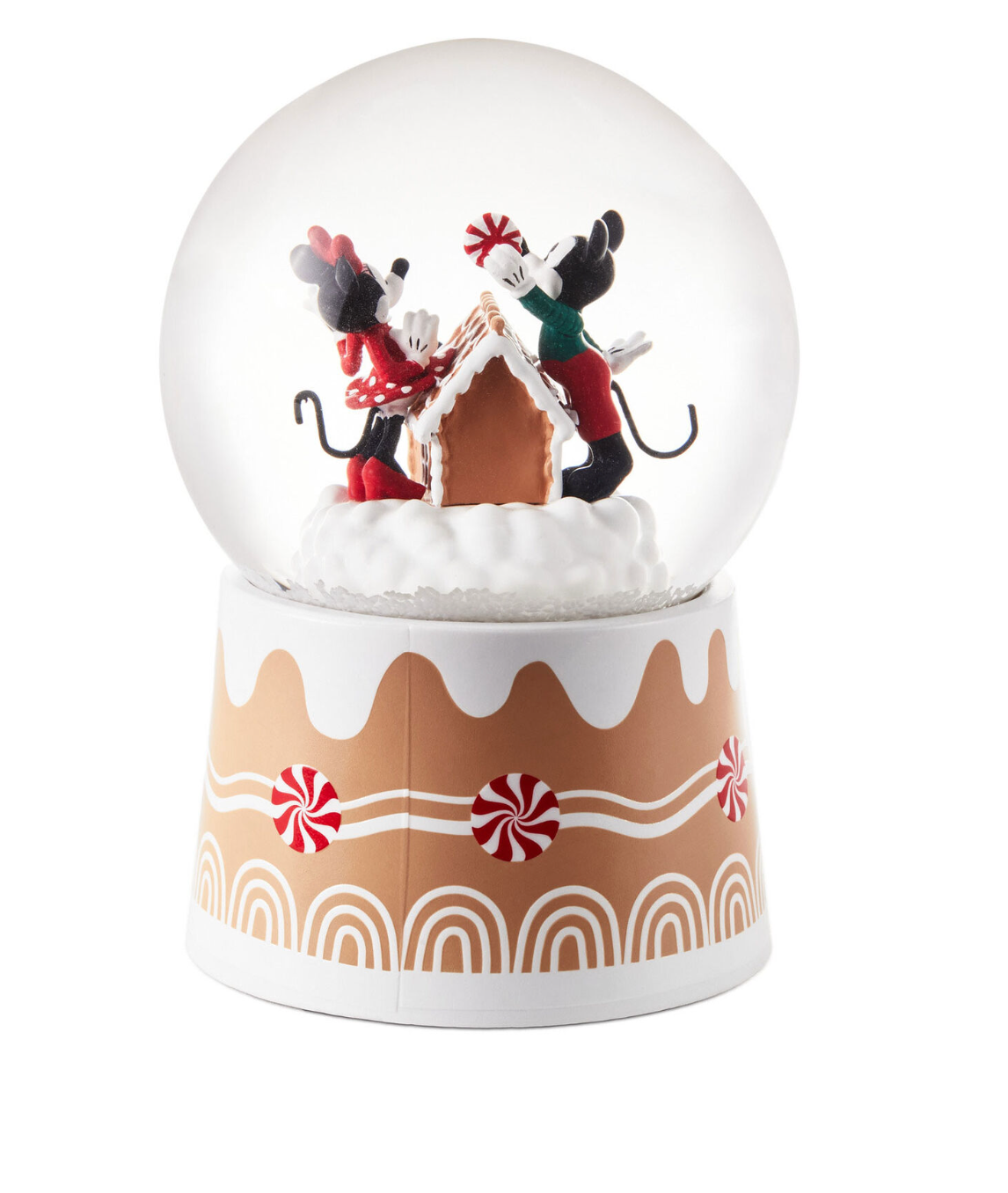 Hallmark Disney Mickey Minnie Pluto Gingerbread Musical Holiday Snow Globe New