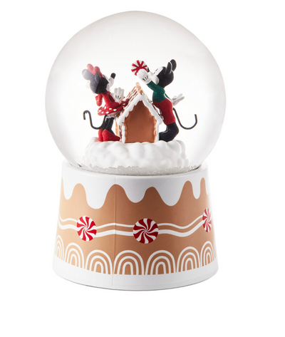 Hallmark Disney Mickey Minnie Pluto Gingerbread Musical Holiday Snow Globe New
