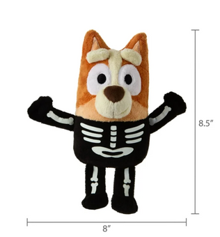 Disney Bluey Halloween Bingo Glow In The Dark Skeleton Costume Plush 7.5" New