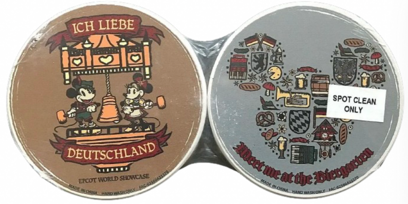 Disney Parks Epcot Germany Mickey Minnie Ich Liebe Coaster Set of 4 New