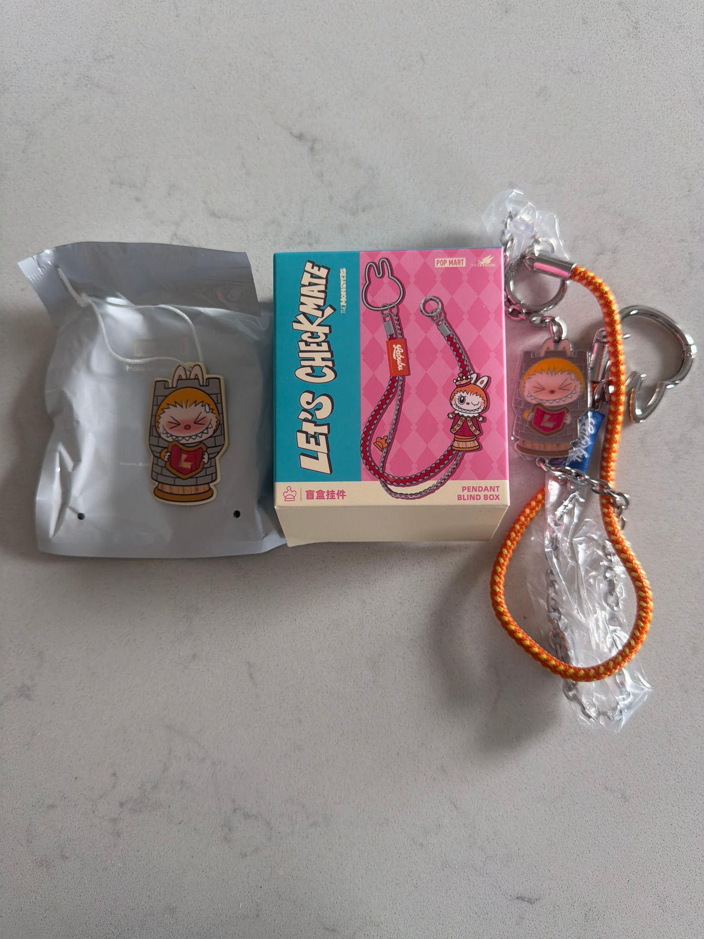 Pop Mart Labubu The Monsters Let's Checkmate Rook Pendant Keychain Charm New