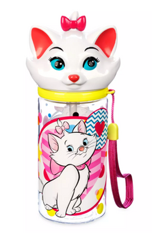 Disney Parks Marie Figural Water Bottle Built-In Straw Aristocats New With Tag