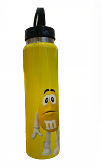 M&M's World Yellow Character 25oz Stainless Steel Straw Tumbler New