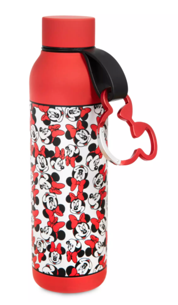 Disney Parks Minnie Mouse Stainless Steel Water Bottle w Caribiner New With Tag