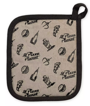 Disney Parks Pizza Planet Oven Mitt and Potholder Set, Toy Story New With Tags