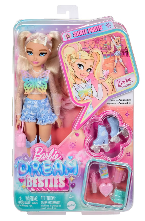 Barbie Dream Besties "Malibu" Roller Skating Fashion Doll Toy New w Box