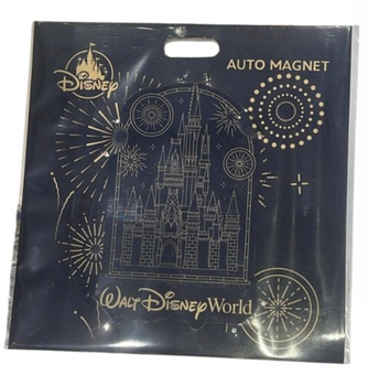 Disney Parks Walt Disney World Castle Fireworks Gold Auto Magnet New With Tag